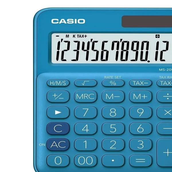 CALCULADORA ESCRIT. CASIO MS-20UC AZUL 12DIG. E.10 C.40